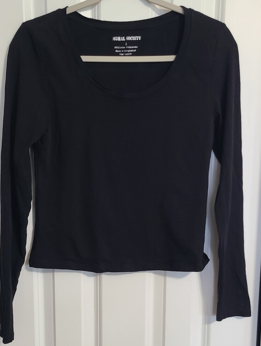 Moral Society Black Long-Sleeve Scoop Neck Tee
